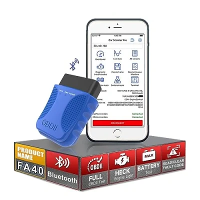 Obrázek Bezdrátový OBD2 skener Bluetooth, vhodný pro iOS iPhone/Android automatickou diagnostiku skenovací nástroj vozidlo kontrola chybových světel OBDII čtečka kódů všechna vozidla protokolu