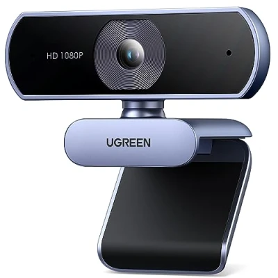 Obrázek UGREEN webkamera Full HD 1080P/30fps USB pro PC, s mikrofonem, jasné stereo audio, automatická korekce světla, 85, živé streamování, videohovory, učení,