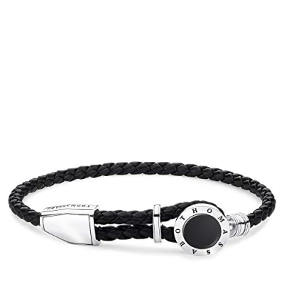 Obrázek Thomas Sabo Pánský náramek kůže černý 925 sterlingové stříbro A1864 982 11 L25v, 925, černěné, kůže, 1 onyx