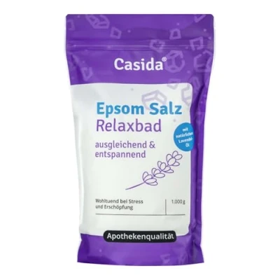 Obrázek Epsom sůl relaxační koupel s přírodním levandulovým olejem/levandulí síran hořečnatý na koupání 1000 g ideální pro plné koupele a nohou při stresu Originální z