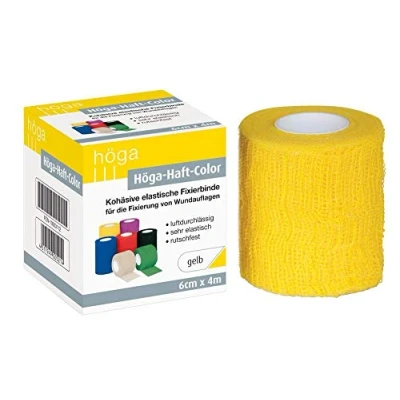 Obrázek Höga Přilnavý barevný žlutý 6 cm x 4 m natažený, kohezivní (samolepicí) elastický fixační obvaz, balení 2 ks (2 1 kus)