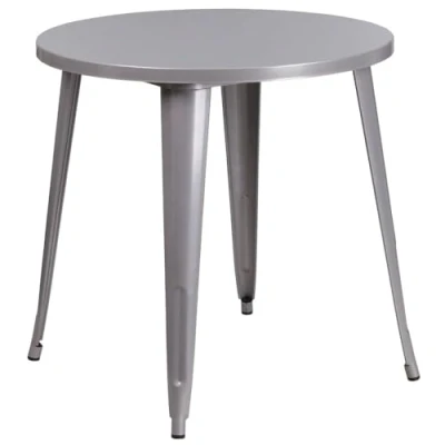 Obrázek Flash Furniture Stůl Jeffrey pro vnitřní i venkovní použití, 76,2 cm, kulatý, stříbrný