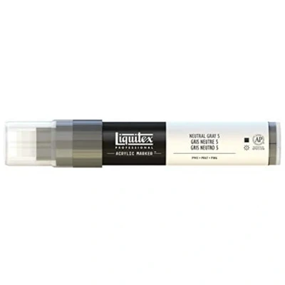 Obrázek Liquitex 4615599 Profesionální malířské akrylové barvy, popisovač, umělecké pigmenty na kreslení, malování papír, plátno, textilie, široký hrot, tloušťka linky 815 mm neutrální šedá č. 5