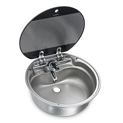 Obrázek DOMETIC SNG 420 kulatý dřez se skleněným víkem, Ø mm, umyvadlo, ušlechtilá ocel