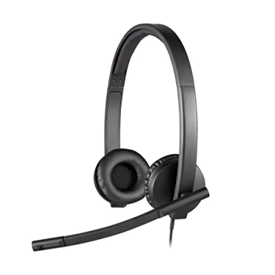 Obrázek Logitech H570e sluchátka s mikrofonem, stereo sluchátka, potlačení šumu, regulace hlasitosti a vypnutí zvuku LED displejem na kabelu, polstrování uší, USB přípojka, PC/Mac/laptop černá