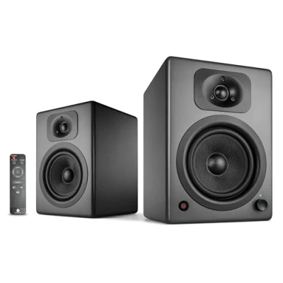 Obrázek wavemaster TWO NEO stone gray systém regálových reproduktorů (60 wattů) s Bluetooth streamingem, digitálními přípojkami a infračerveným dálkovým ovládáním, aktivní boxy, použití pro