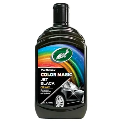 Obrázek Turtle Wax Colour Magic, oživující lak na auto, 500 ml, 1 balení, černý, odstraňuje drobné škrábance, snadné použití, zlepšuje barvu, dlouhotrvající ochrana a lesk showroomu