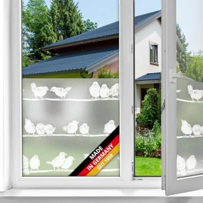 Obrázek d c fix Okenní fólie static Premium Filippa UV ochrana z obou stran neprůhledná statická samolepicí pro koupelnové okna, kuchyně, skleněné dveře mléčného skla vizuální ochranu