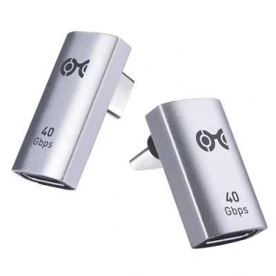 Obrázek Cable Matters Kombi Pack 40 Gbps USB C winkelstecker Vertikale, 90 Grad Adapter Kit mit 240W PD (USB Adapter) in Schwarz kompatibel Ports Thunderbolt 4, USB4 und 3