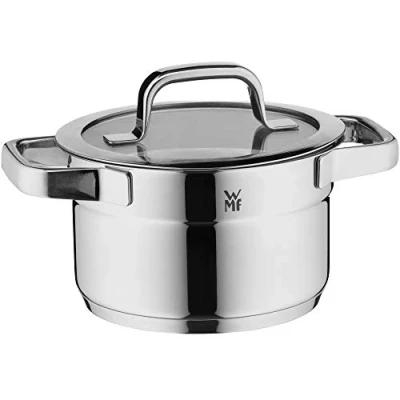 Obrázek WMF Malý hrnec na vaření Compact Cuisine 16,5 cm, skleněná poklice, maso, indukční 2 l, nerezová ocel Cromargan, leštěná, vnitřní stupnice, stohovatelný, bez povrchové úpravy