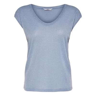 Obrázek ONLSILVERY S/S V Neck Lurex TOP JRS NOOS, Halogen Blue, XS