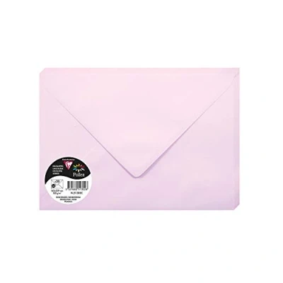 Obrázek Clairefontaine 51302C balení s 20 obálkami pylový formát C5 16,2 x 22,9 cm, 120 g, podšívkou, ideální pro pozvánky a korespondenci, prémiový hladký papír, jemně růžová, 1