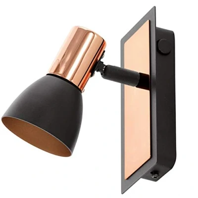 Obrázek EGLO LED nástěnná lampa Barnham, nástěnné svítidlo, svítidlo z kovu, do obývacího pokoje v černé a mědi, chodby, bodové světlo vč. osvětlovacího prostředku GU10, teplá bílá