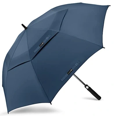 Obrázek ZOMAKE deštník odolný proti bouřce velký, L Golf Umbrella skládací s automatikou pro muže dámy cestovní popruhem (námořnická modrá)