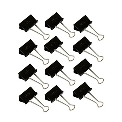 Obrázek Wedo 6421441 Foldback svorky, 12 kusů, lakovaný kov, odnímatelné ramínko, silná pružina, 41 mm, černá/stříbrná