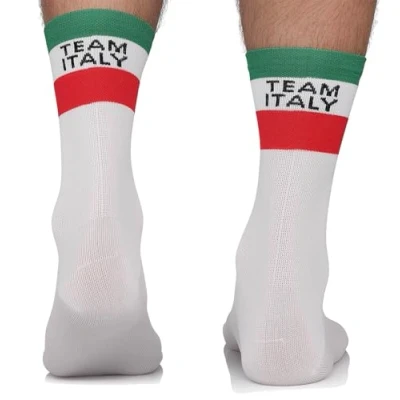 Obrázek TODO cyklistické ponožky pánské a dámské. Prodyšné na závodní kolo Pánské, s motivem i běžecké ponožky., With Team Italy