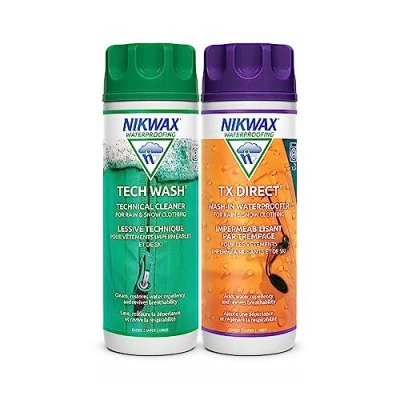 Obrázek Nikwax Tech Wash und TX.Direct In Doppelpack 2 x 300ml, Technischer Reiniger Imprägnierer für Wetterschutzbekleidung reinigt, imprägniert, revitalisiert die Atmungsaktivität