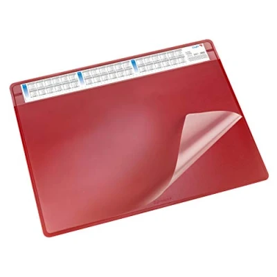 Obrázek Läufer 47654 Durella Soft podložka na psací stůl s průhlednou podložkou a kalendářem, protiskluzová stůl, příslušenství 50 x 65 cm, červená