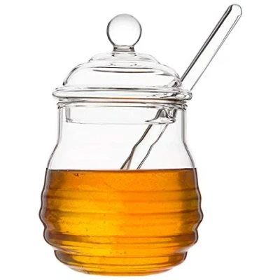 Obrázek Mkouo Glas honigtopf mit Honigbehälter Honig Löffel Zum Servieren von und Sirup, 9 Ounces (265ml)