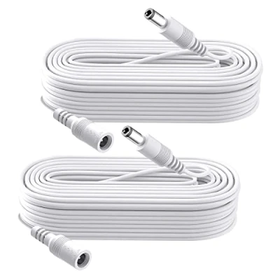 Obrázek 2 balení 10 m DC napájecí prodlužovací kabel, konektor 5,5 mm x 2,1 mm, podporuje 5 V 6 9 12 24 V, pro bezpečnostní kamery, DVR, routery, tiskárny, LED pásky, bílý