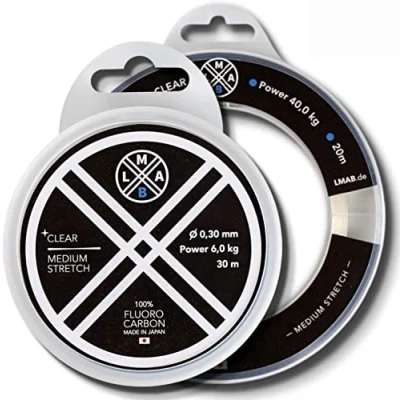 Obrázek Fluorokarbonový návazec LMAB 100 Pro Made in Japan, vlasec na návazce, rybářský provázek štiky, candáty a okouny, od 0,15 do 1 mm, 30 m 20 cívky, chytání štiek, candátů, 7,8 kg 0,35 mm