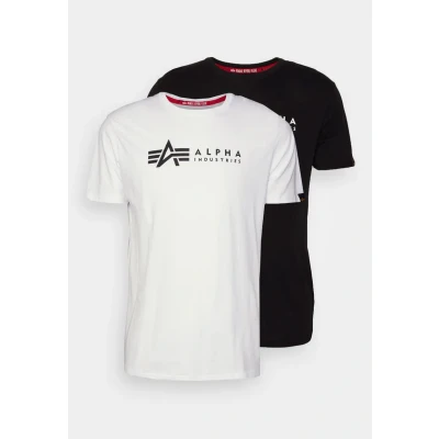 Obrázek Alpha Industries Label 2 PACK Triko s potiskem, Muži, Velikost: Small, Black/white
