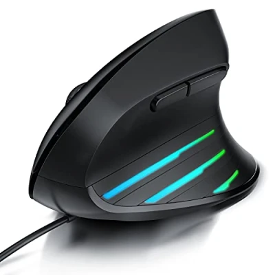 Obrázek CSL ergonomická myš 6400 DPI nový model vertikální s kabelem USB ergonomický design šetří ruce boční LED diody 1000 kabelové připojení PC a MAC