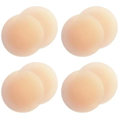 Obrázek Gmumu® Ultra tenké dámské obaly na bradavky opakovaně použitelné a samolepicí kryty bradavek ze silikonu nálepky kulaté, 8 cm, Béžová