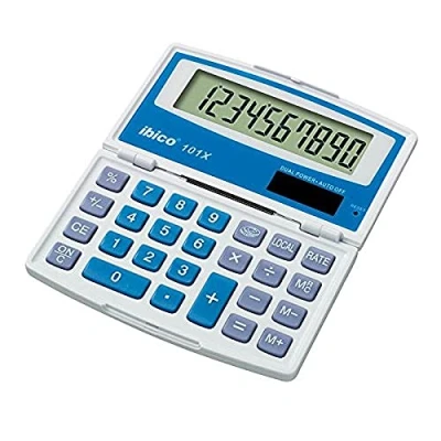 Obrázek Rexel IB41 0130 kalkulačka 101 X, s Solární A provoz na baterie, velká 10 pro místný LCD displej, 110 x 137 15 mm, blistrovém balení