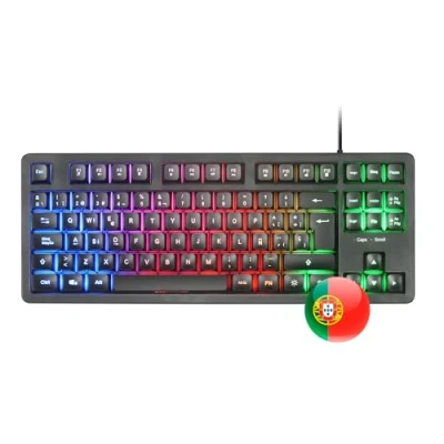 Obrázek Mars Gaming MK023, herní klávesnice TKL, hybridní technologie H Mech, duhové osvětlení FRGB, anti ghosting, univerzální kompatibilita, černá, portugalština