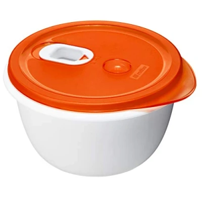 Obrázek Rotho Micro Clever dóza do mikrovlnné trouby 1,6 l s víkem a ventilem, plast (PP) bez BPA, červená/bílá, (19,0 x 19,0 10,5 cm)