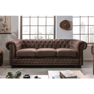 Obrázek Chesterfield pohovka 3 místná MIDAS Dekorhome Hnědá