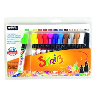 Obrázek Pébéo 604105 Set skrib Paint 12 Marker Gouache Malerei Arc En Ciel 18,3 x 2,1 25,7 cm