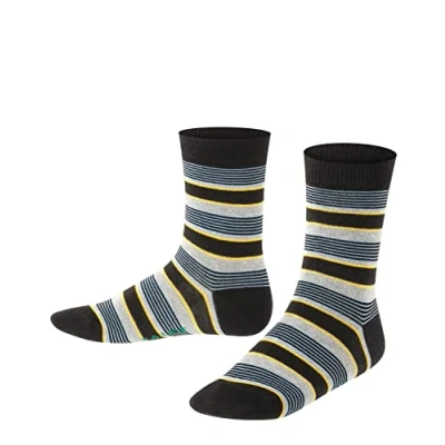 Obrázek FALKE Unisex dětské ponožky Mixed Stripe bavlna šedá modrá mnoho dalších barev zesílené se vzorem, prodyšné tenké s pruhy a kroužky, 1 pár, černá (Black 3000)