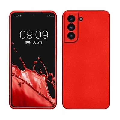 Obrázek kwmobile pouzdro kompatibilní se Samsung Galaxy S21 FE ochranné ze silikonu metalicky třpytivé na mobil metalické tmavě červené