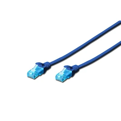 Obrázek DIGITUS LAN Kabel Cat 5e 0,5m CCA Netzwerkkabel Mit RJ45 U/UTP Ungeschirmt Kompatibel zu 6 &amp; 5 Blau