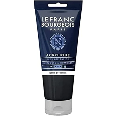 Obrázek Lefranc Bourgeois akrylová barva 300376 Fine slonovinová černá, tuba 80 ml, krémová na vodní bázi, rychleschnoucí, stálá světle, voděodolná