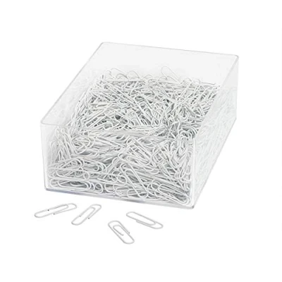 Obrázek Wedo Kancelářská svorka 901244600 (z kovu 27 mm, opláštěná plastem v průhledné dóze) 1000 kusů, bílá