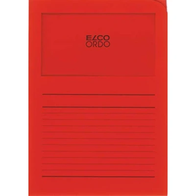 Obrázek Elco 73695.92 Ordo classico Verpackung mit 10 Dokumentenhülle aus Papier Linienaufdruck, 220x310, 120g, intensivrot, Fenster: ja