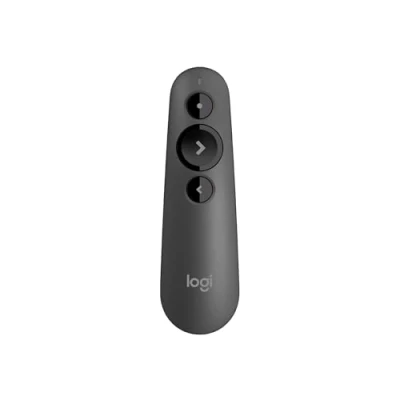 Obrázek Logitech Presenter R500s s laserovou třídou 1 pro Bluetooth a USB univerzálně kompatibilní, dosah 20 metrů, konfigurovatelné, inteligentní používání baterií dobou provozu 12 měsíců tmavě šedý