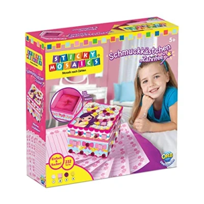 Obrázek ORB Sticky Mosaic Schmuckkästchen Zahnfee kreative Geschenke Bastelset Kinder für Mädchen und Jungen selbstklebende Glitzer Moosgummi Aufkleber Kindergeburtstag DIY Deko basteln ab 5 Jahre
