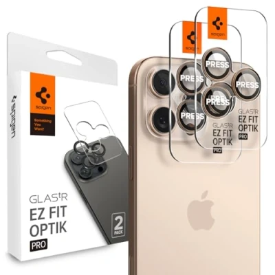 Obrázek Spigen Sklo. tR EZ Fit Optik Pro ochrana fotoaparátu kompatibilní s iPhone 16 Pro, Max, 2 kusy, titanový pouštní písek, individuální fotoaparátu, proti poškrábání