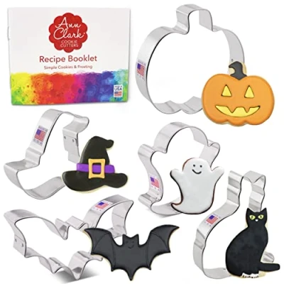 Obrázek Ausstechformen von Ann Clark USA Halloween Keksausstecher, 5 Teiliges Set Kürbis, Fledermaus, Geist, Hexenhut, Katze Ausstecher
