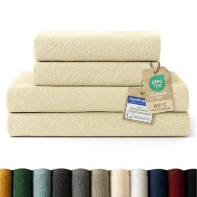 Obrázek Blumtal Premium froté ručníky sada 4dílná 100% bavlna Osuška s certifikací Öko TEX 2X (70x140 cm) + Towel (50x100 ultra savé ručníků béžové