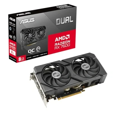 Obrázek ASUS Herní grafická karta DUAL Radeon RX 7600 EVO OC Edition 8GB GDDR6 (AMD RX7600, PCIe 4.0, 1x HDMI 2.1, 3X DisplayPort 1.4a, RX7600 O8G EVO)