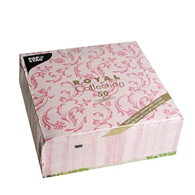 Obrázek Papstar, 50 ubrousků &quot;ROYAL Collection&quot; složené 1/4 40 cm x fuchsiová &quot;Damascato&quot;, #85002