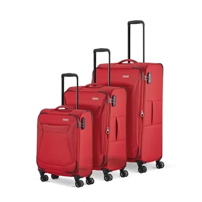 Obrázek Travelite 4kolová Sada kufrů měkká skořepina, velikosti L/M/S, série Chios Trolley, červená, Měkké zavazadlo na kolečkách se 4 kolečky