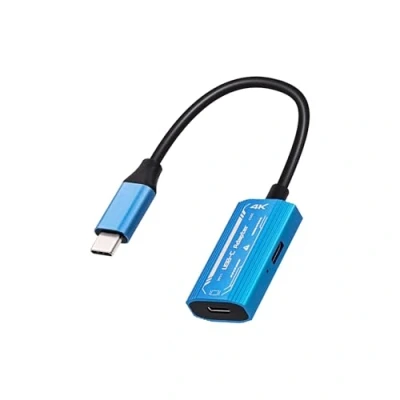 Obrázek Mcbazel USB C adaptér pro AR brýle, podporuje rozlišení 4K@60Hz a 1080p@60Hz, 100W rychlé nabíjení, Male na samici tablet/AR/NS Switch/Steam Deck/ROG Ally modrý