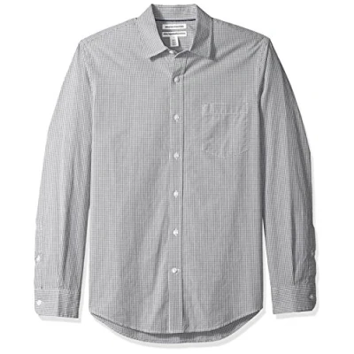 Obrázek Amazon Essentials Herren Langärmeliges Hemd aus Popeline, Schmale Passform, Grau Vichy Muster, L
