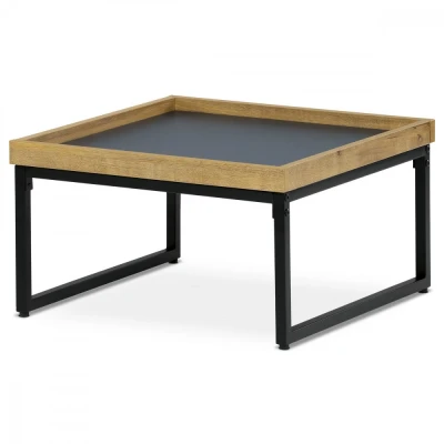 Obrázek Stůl konferenční, MDF deska šedá s dekorativní hranou divoký dub, černý kov. CT 612 OAK